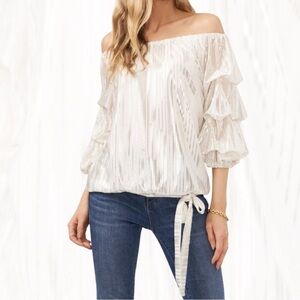 Vince Camuto Metallic Blouse with Puff Sleeves